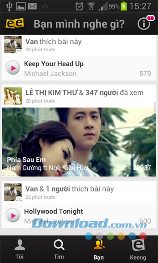 Keeng cho Android - Ứng dụng nghe nhạc miễn phí Ảnh từ Keeng cho Android - Ứng dụng nghe nhạc miễn phí